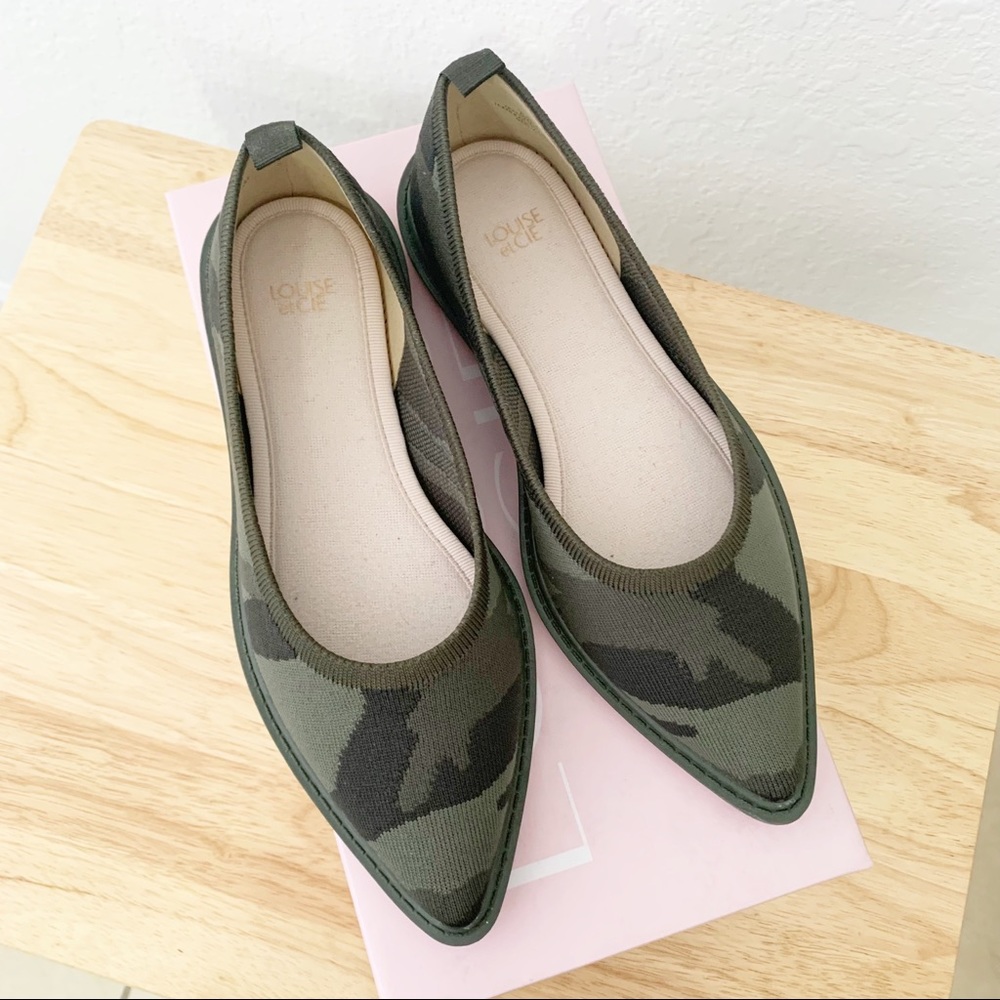 Louise et Cie Washable Knit Pointed-Toe Flats Camo 6